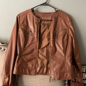 Super cute brown pleather jacket